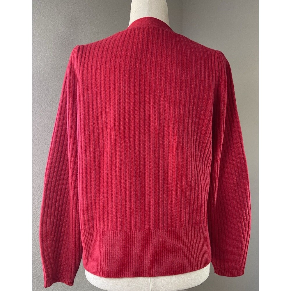 Talbots NEW womens 100% cashmere red cardigan rhinestone cardigan sweater Small - Picture 5 of 8